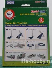 09951     (  ,   ) / Model kit tool set (clamp for elastic band, clamp, bottle opener)