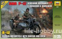 3607    -12     / BMW R-12 German Motorcycle With Sidecar and Crew 